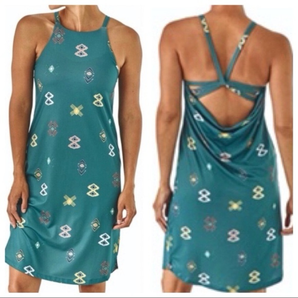 Patagonia Sliding Rock Teal Strap Athleisure Dress Women’s Size Large